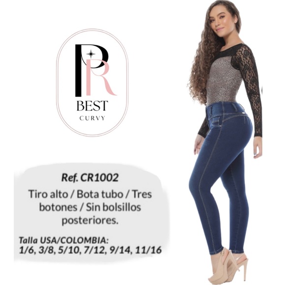 Total Sculpt No-Pocket Jeans Skinny 100% Colombiano Spandex Carou Ref. 1002 - Picture 2 of 5